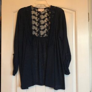 Navy cardigan with lace detail L